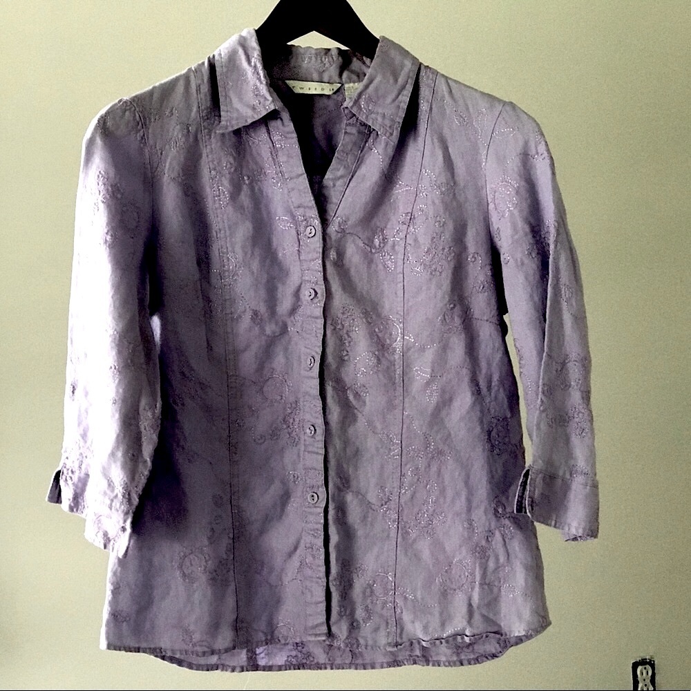 Tweeds 3/4 sleeve, embroudered szL